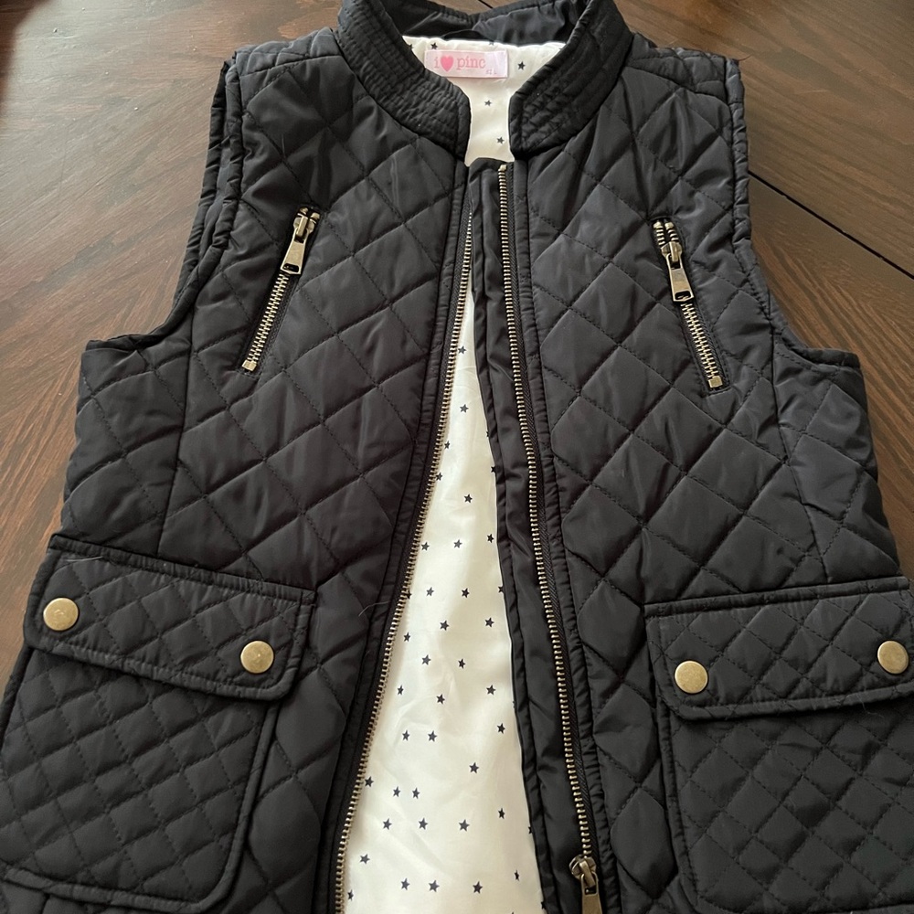 Pinc Black Quilted Vest for Kids